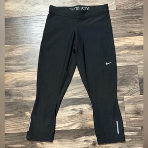 Nike Black Capri Leggings with Reflective Accents
